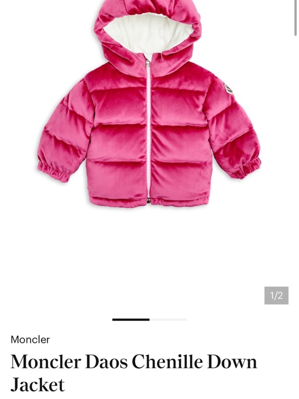 Moncler Hot Pink Chenille Hooded Puffer Jacket